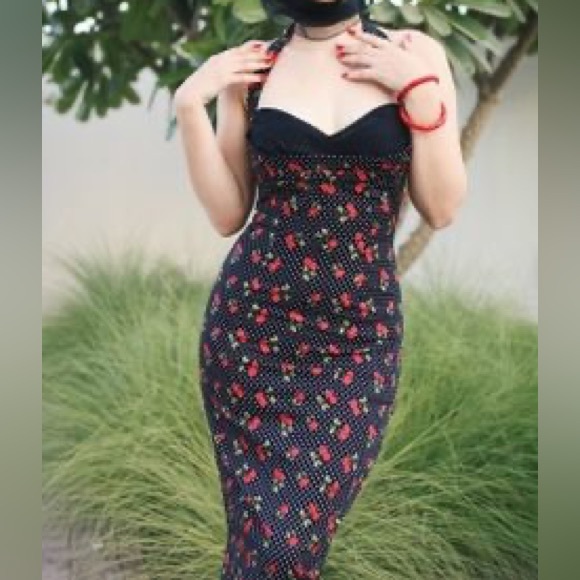 Stop Staring Dresses & Skirts - Stop Staring! Fitted cherry print halter dress size medium